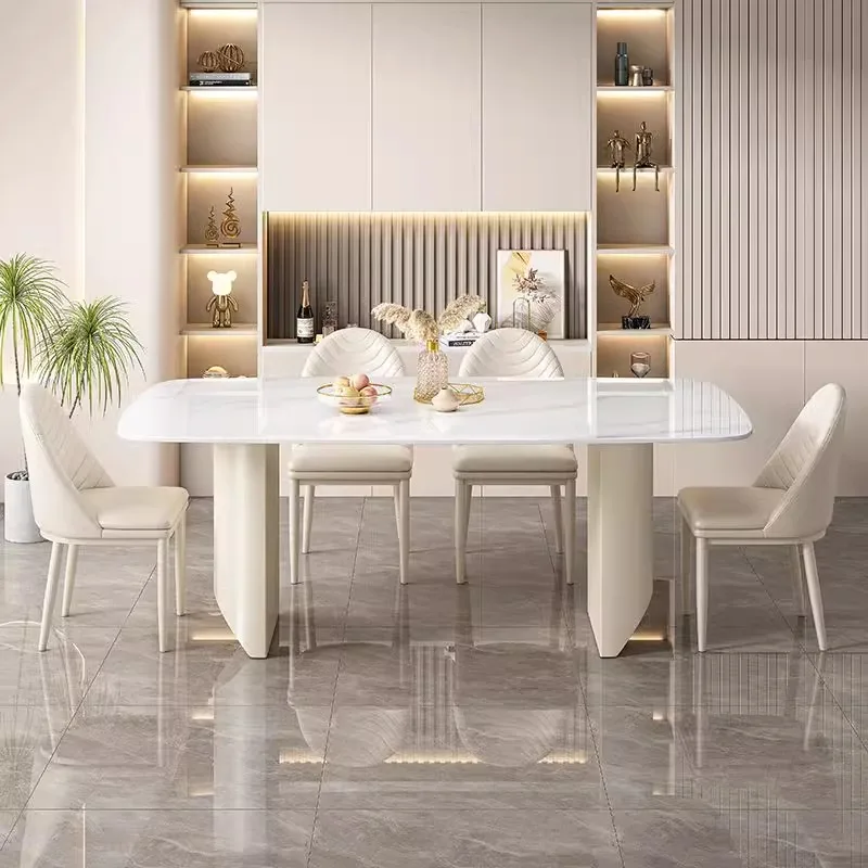 

Contemporary Rectangular Dinner Tables with Unique Landscape Pattern Sintered Stone Top for High-End Dining Room Wholesale.