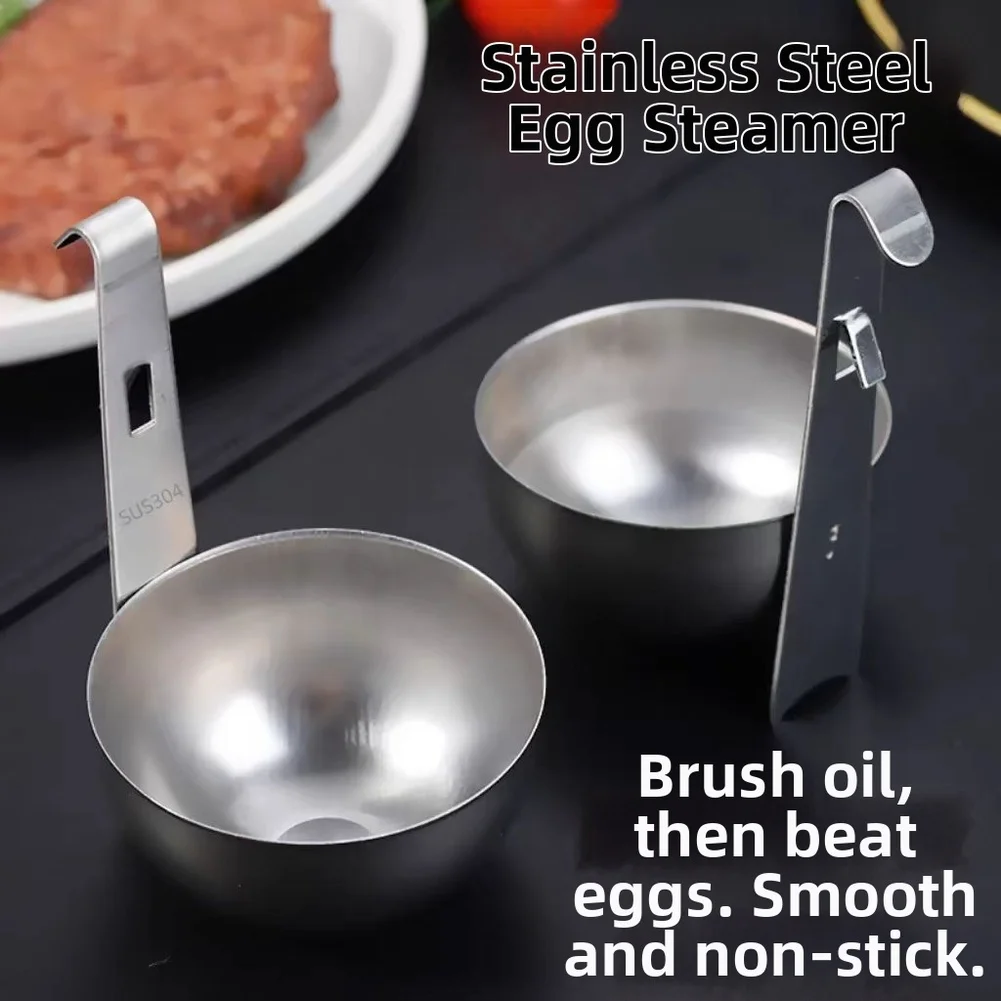 Egg Poacher Stainless Steel Egg Poacher Nonstick Egg Boiling Heating With Hanger Hook Kitchen Gadgets Tools