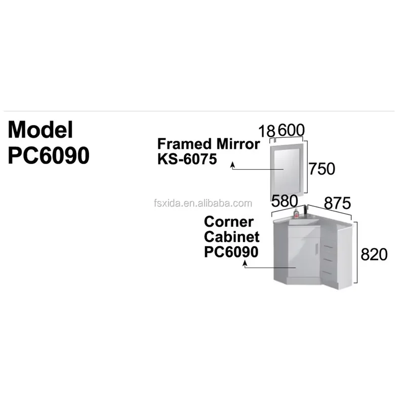 Modern MDF Corner Bathroom Cabinet with Painted Finish Guangdong Style Wall Mounted Vanity Unit for Small Space Storage
