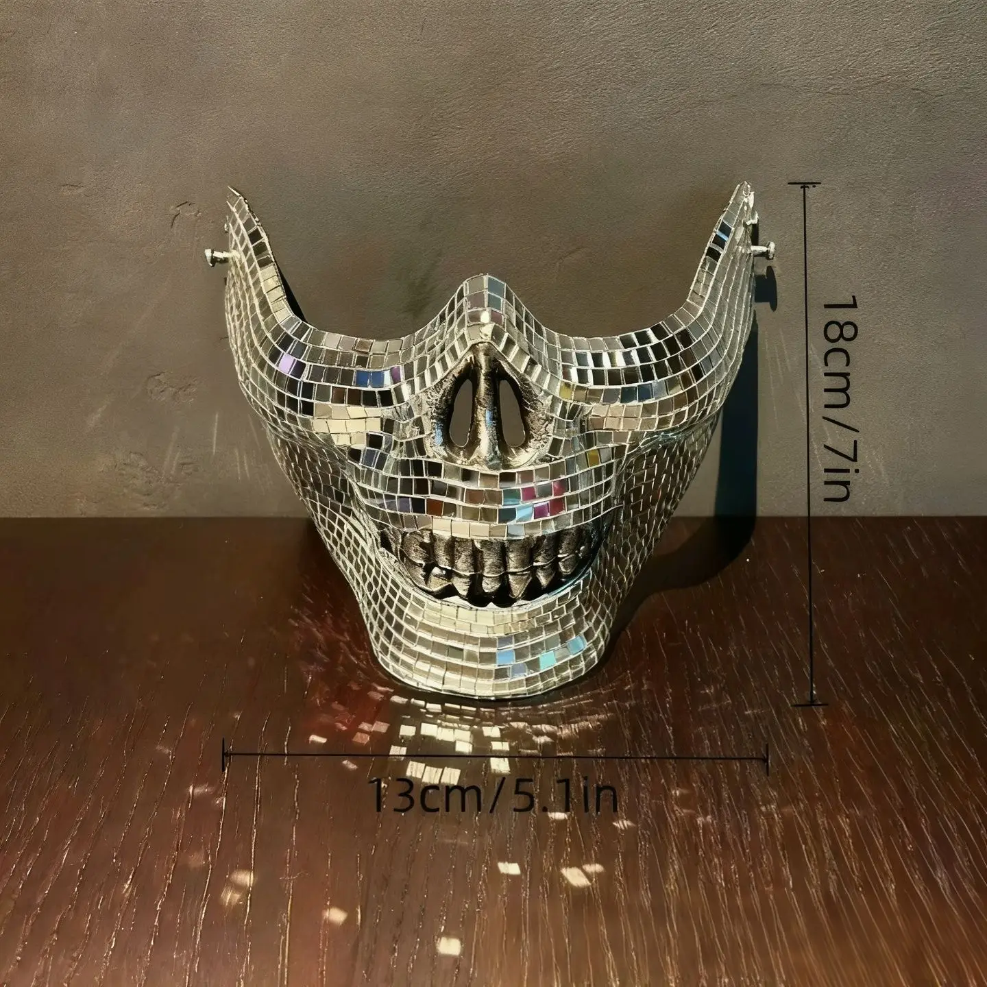 

Halloween Scary Mirror Reflective Mask Big Fangs Horror Cosplay Costume Party Dress Up Prop Adult Terror Stage Festival Decor