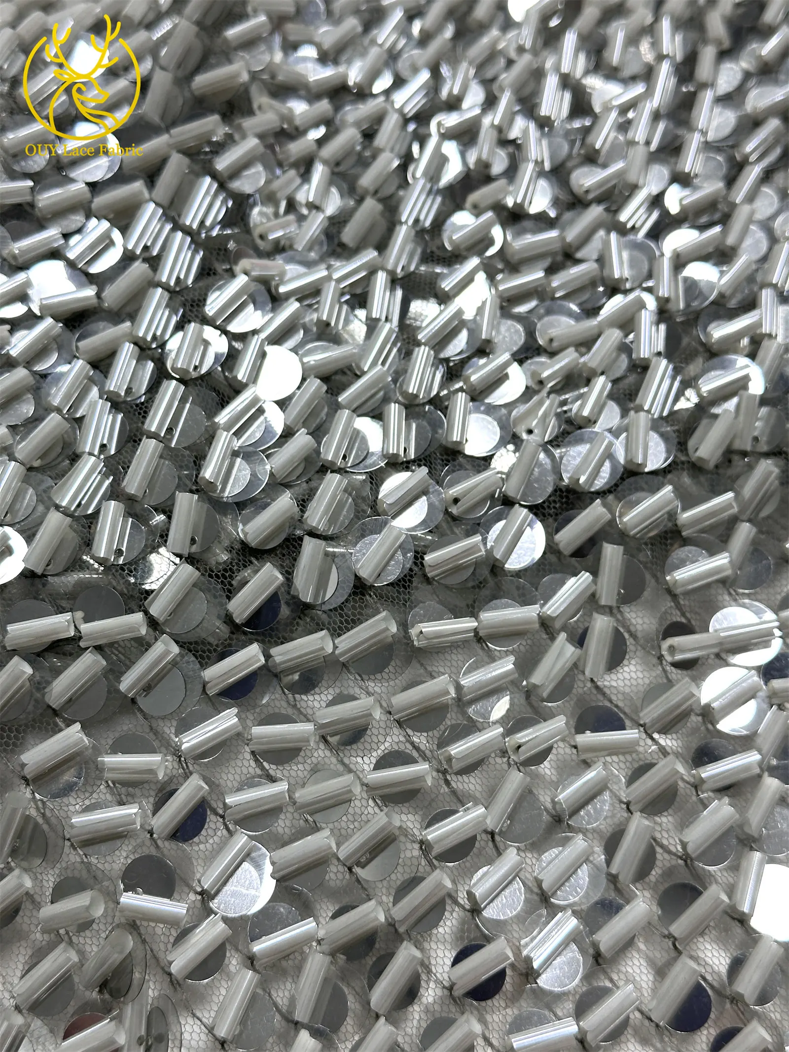 Neues Design Französischer gerollter Pailletten-Spitzenstoff 2026 Hochwertige afrikanische Tüllspitze Nigeria Pailletten-Spitzenstoff für Hochzeitskleider – Detail 22