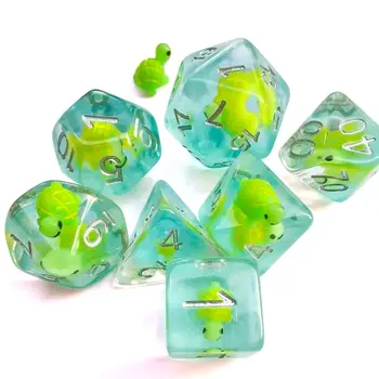 Polyhedral Tortoise Dice Set, Animal Game Dice para TRPG, Acessórios DND, Dados poliédricos para Board Card Game, Jogos de Matemática, 7Pcs
