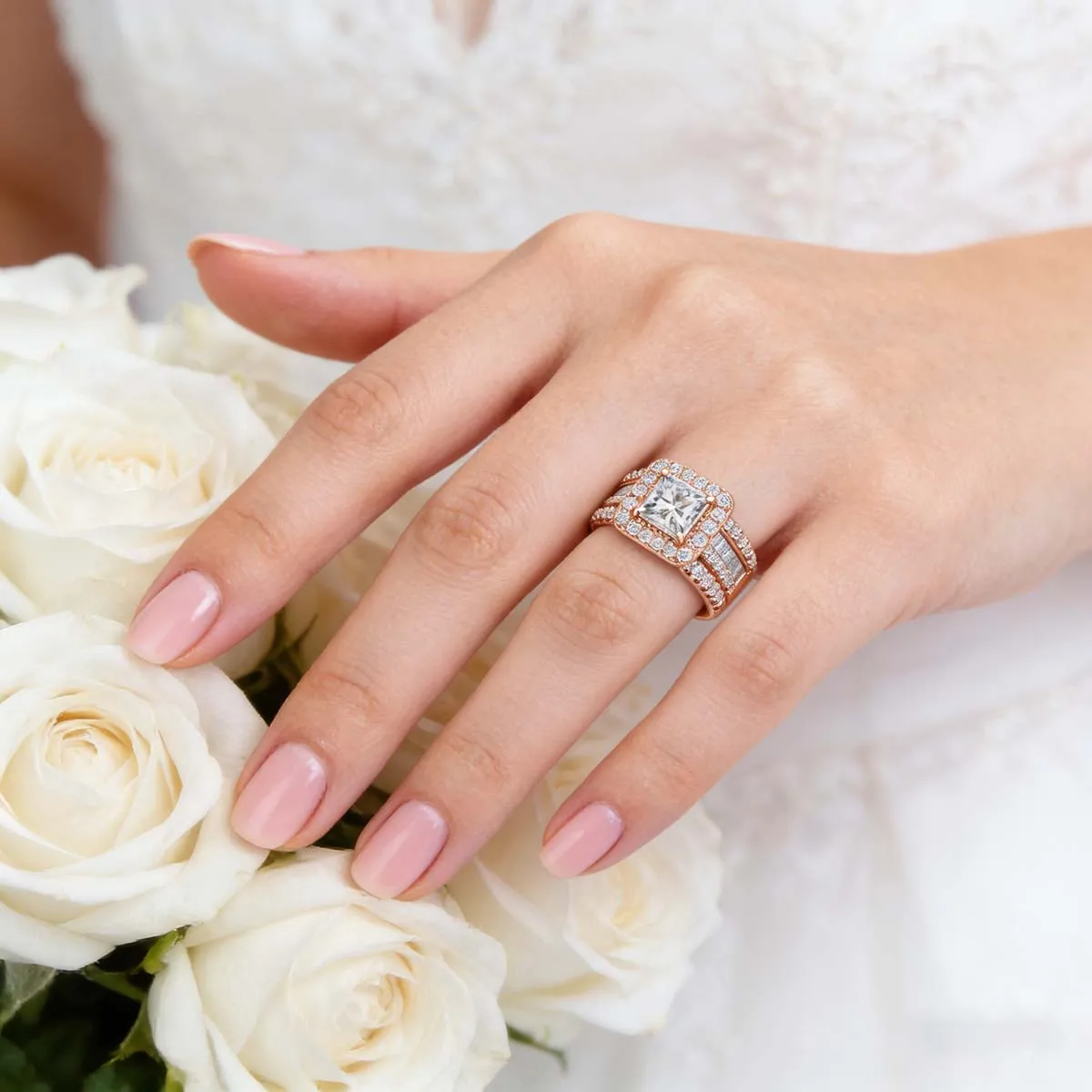 Luxury 925 Silver 2Pcs Princess Cut 1.5ct Moissanite Bridal Set for Fiancee.14k Gold Filled Stackable Women Rings Party Jewelry