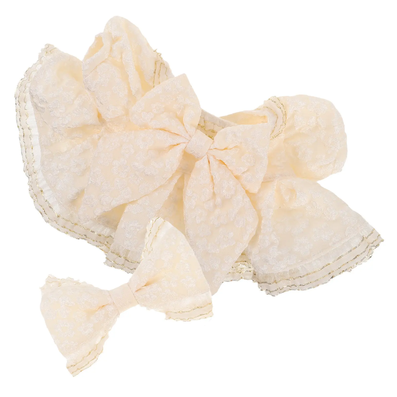 

Elegant Evening Gown Dress for Stuffed Animals Gold Trim Adorable Bow Decoration Soft Comfortable Fabric Enhances Imaginative