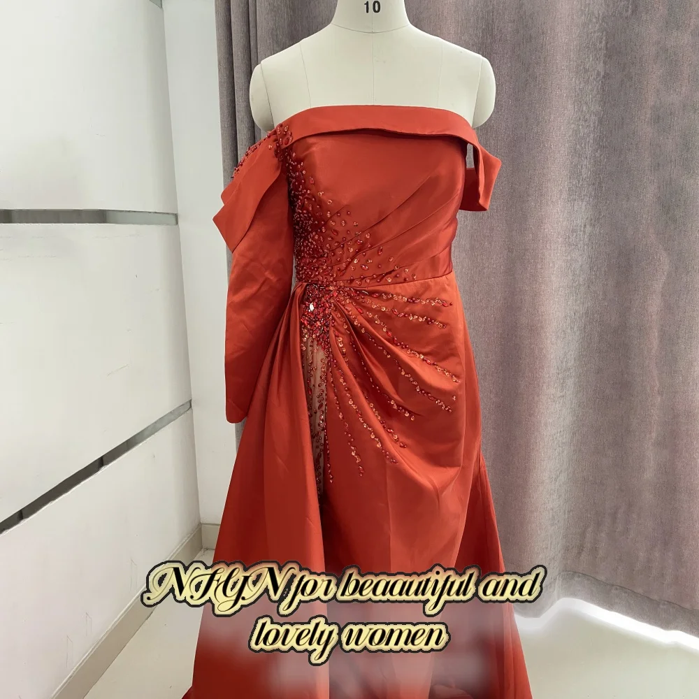 NFYN Off-shoulder Black Pageant Party Gown Luxury Pearls Evening Dress Formal Mermaid Sexy Prom Dresses robe de bal Customized
