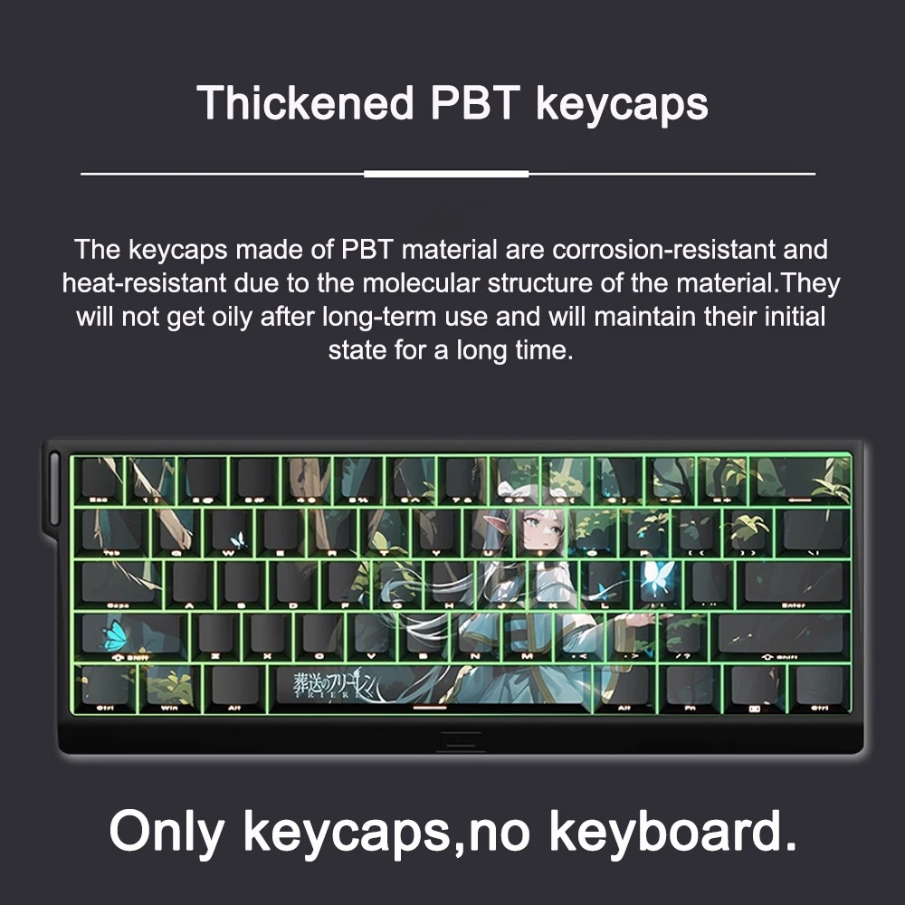 frieren-keycaps-cherry-profile-131-keys-frieren-beyond-journey's-end-theme-anime-gaming-keycap-pbt-sublimation-translucent-caps