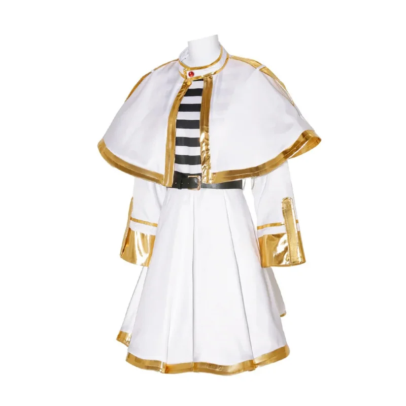 Freeze At The Funeral Frieze Anime Costume Cosplay Parrucca Halloween Natale Fantasia Strega Vestito bianco Elfo-orecchio Donne de disfraz PA428