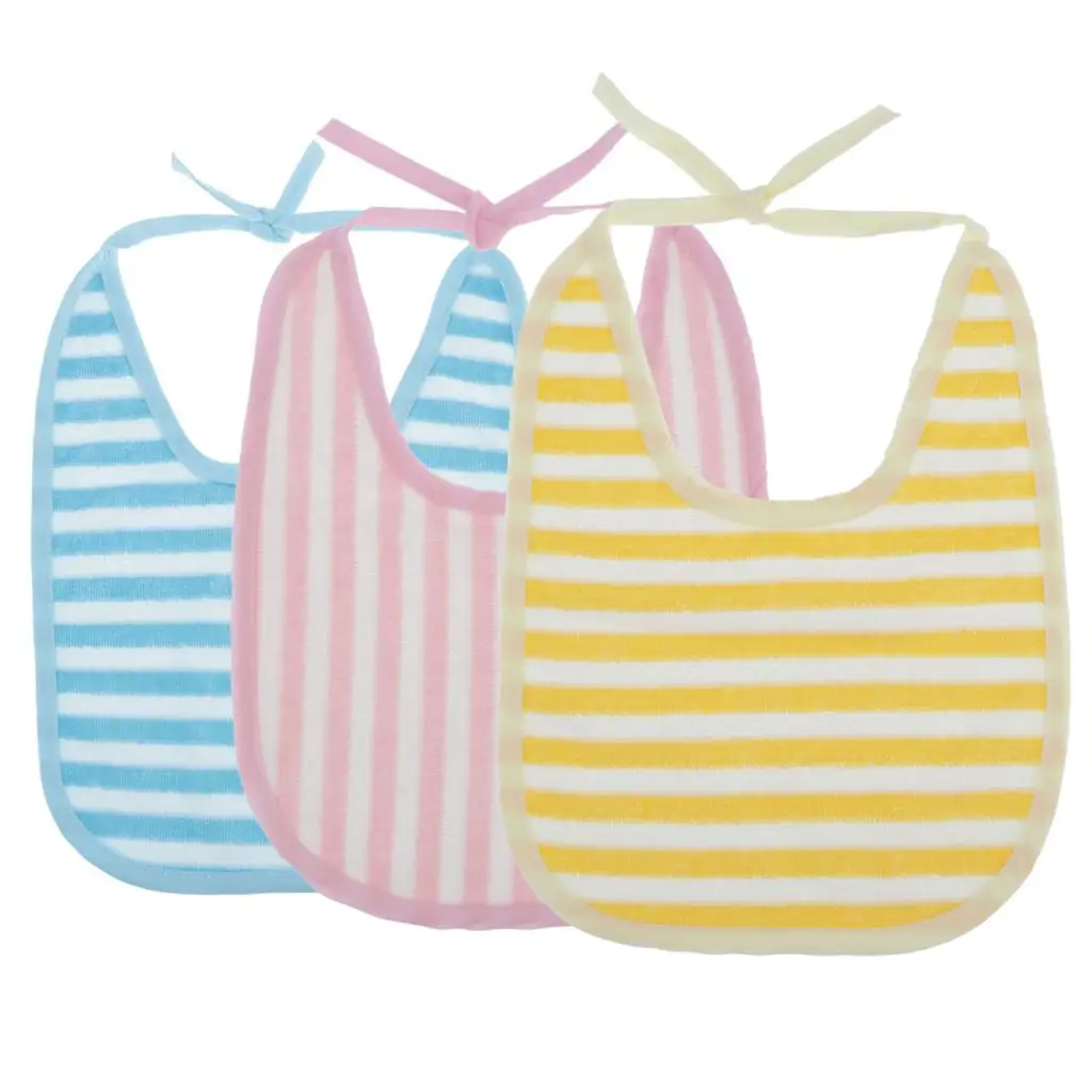 

5 водонепроницаемых нагрудников для еды — полосатые нагрудники для малышей, моющийся фартук для еды для взрослых старших —/11,4 дюйма длиной