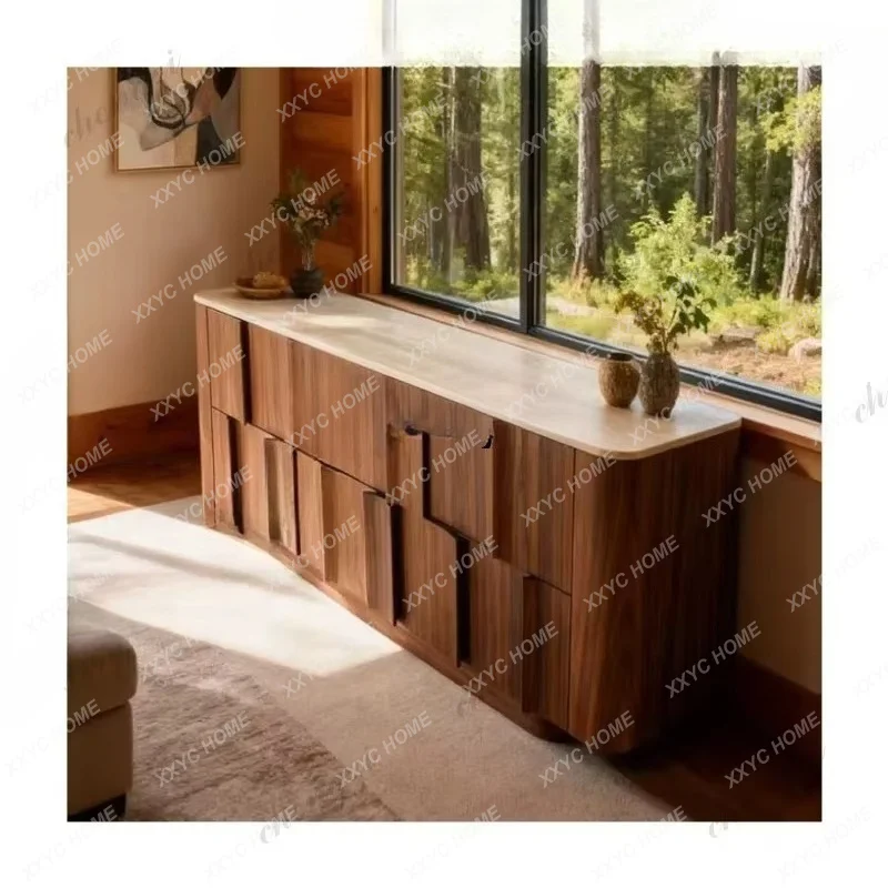 XX Medieval style solid wood dining side cabinet,  wind entrance, cave stone storage cabinet