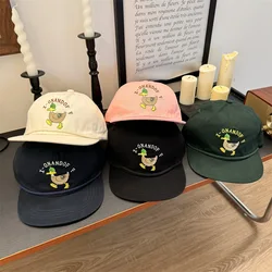 All-Match Cartoon Embroidered Flat Brim Peaked Cap Female Fashion Brand Wide Brim Baseball Cap Men