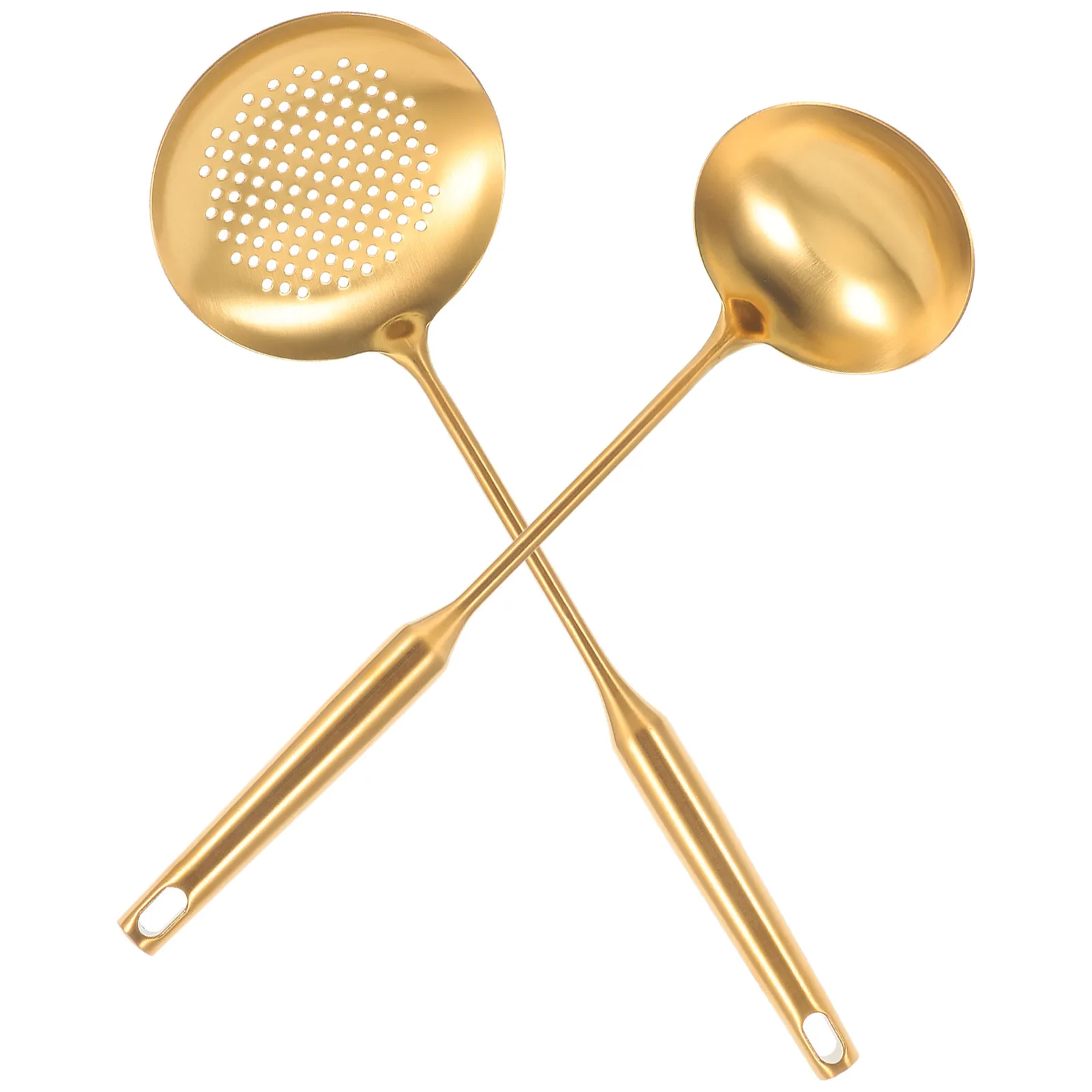 

Набор из 2 ложек для супа из нержавеющей стали с длинной ручкой, удобные для сервировки, многофункциональные кухонные инструменты без заусенцев, безопасные для рук