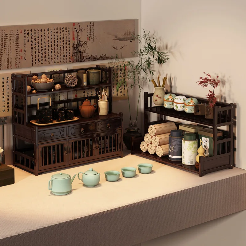Desktop Antique Display Shelf, Tea Ware Storage Rack, Succulent Plant Stand, Multi-layer Organizer, Figurine Display Shelf