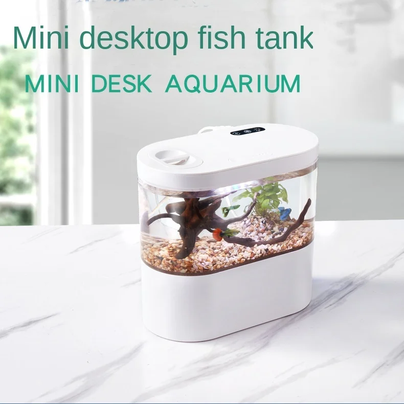 Fish Tank Aquarium Ecological Landscape Tabletop Creative Self-circulation Goldfish Tank Mini Small Water-free Household Fish