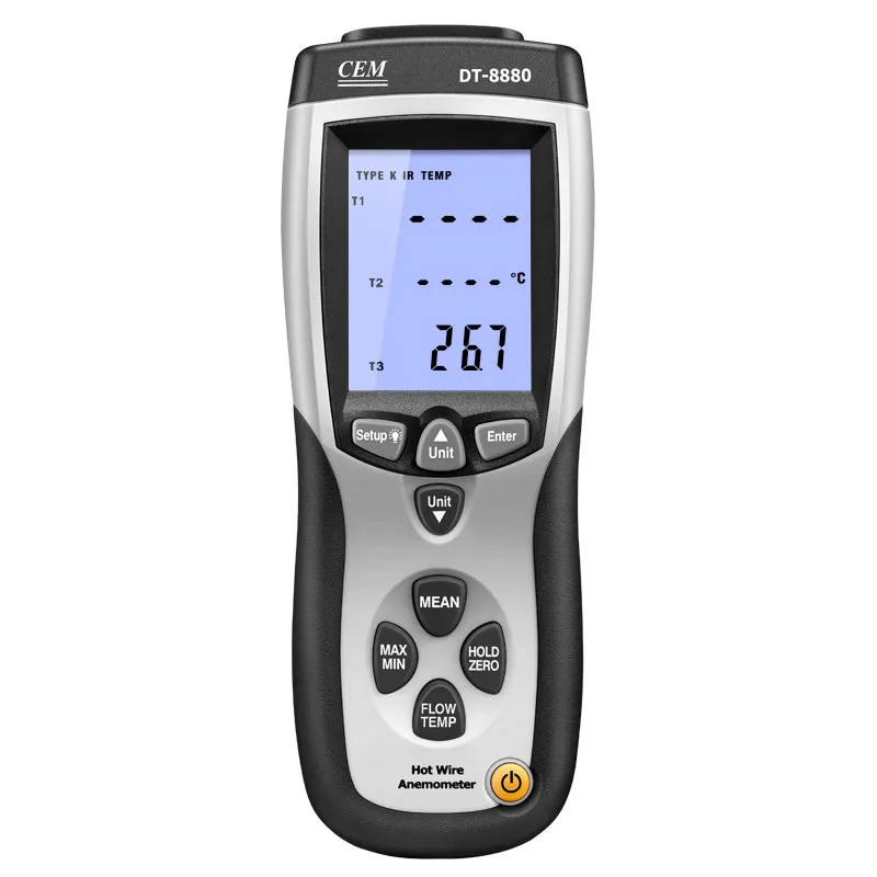 DT-8880 Portable Thermal Anemometer Wind Speed, Air Volume, Wind Temperature Differential Pressure USB Transmission