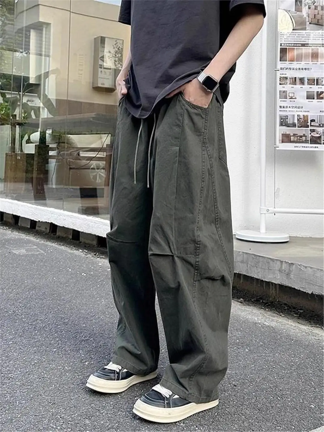 

Американские модные легкие люксовые свободные длинные брюки для мужчин, весенне-осенние повседневные рабочие брюки