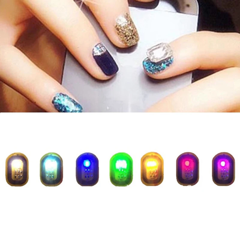 1Pcs NFC Flash Nail Sticker LED Light Flash Party Decor LED Bare Chip Intelligent Luminous Nail Lamp Nail Sticker Enhancement