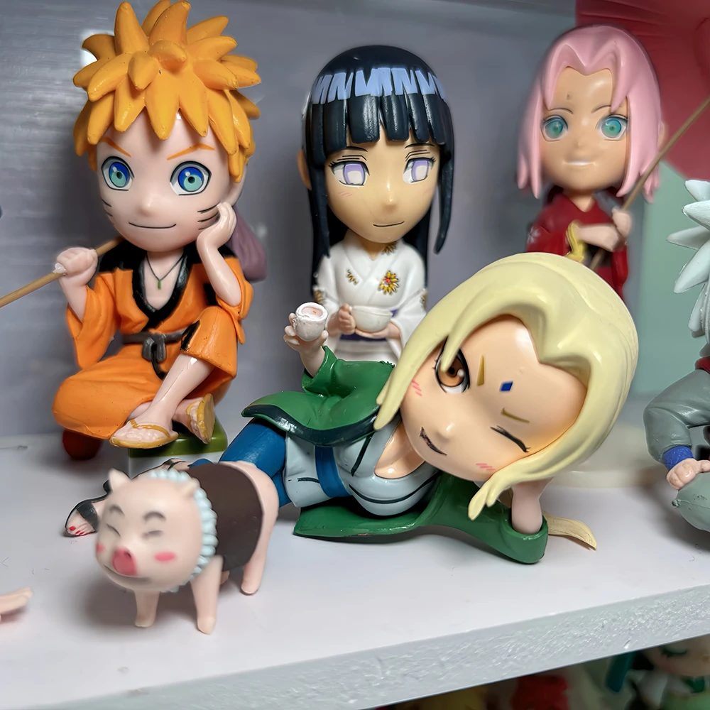 8PCS/Set  Anime Figure Haruno Sakura Hyuga Hinata Tsunade Inuzuka Kiba Orochimaru Hatake Kakashi PVC Action Figure Doll Toy Gift