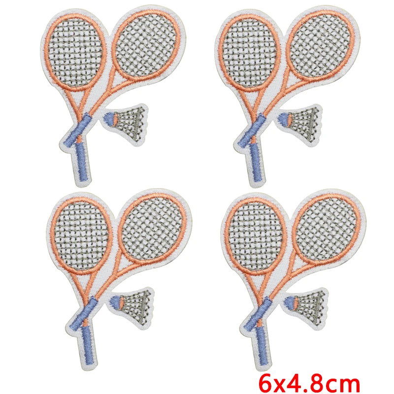 10pcs/lot Wholesale Cute Badminton Racket Applique Iron On Patches For Children's Clothes Cartoon Embroidered Patches On Clothes