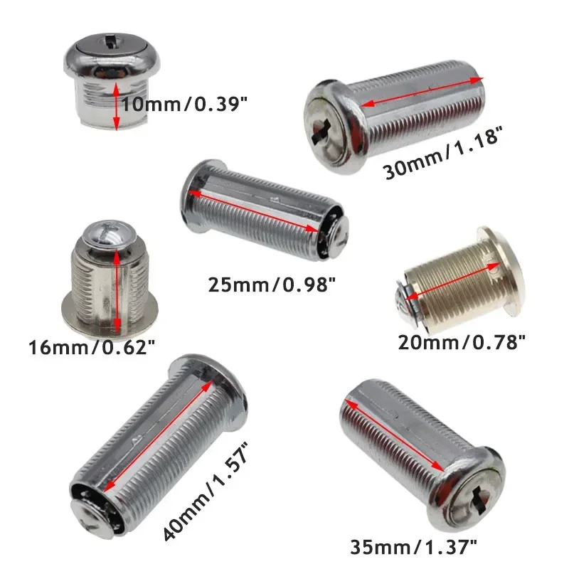 10/16/20/25/30/35/40mm Drawer Locks With 2 Keys Lock Cabinet Mailbox Drawer Lock For Office Desk Letter Box Cam Locks