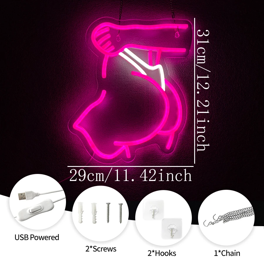Ladies' Buttocks Led Neon Sign, Usb Power Supply, Sexy Ladies' Buttocks Line Art Lamp, Commercial Decor Of Man Caves And Bars.