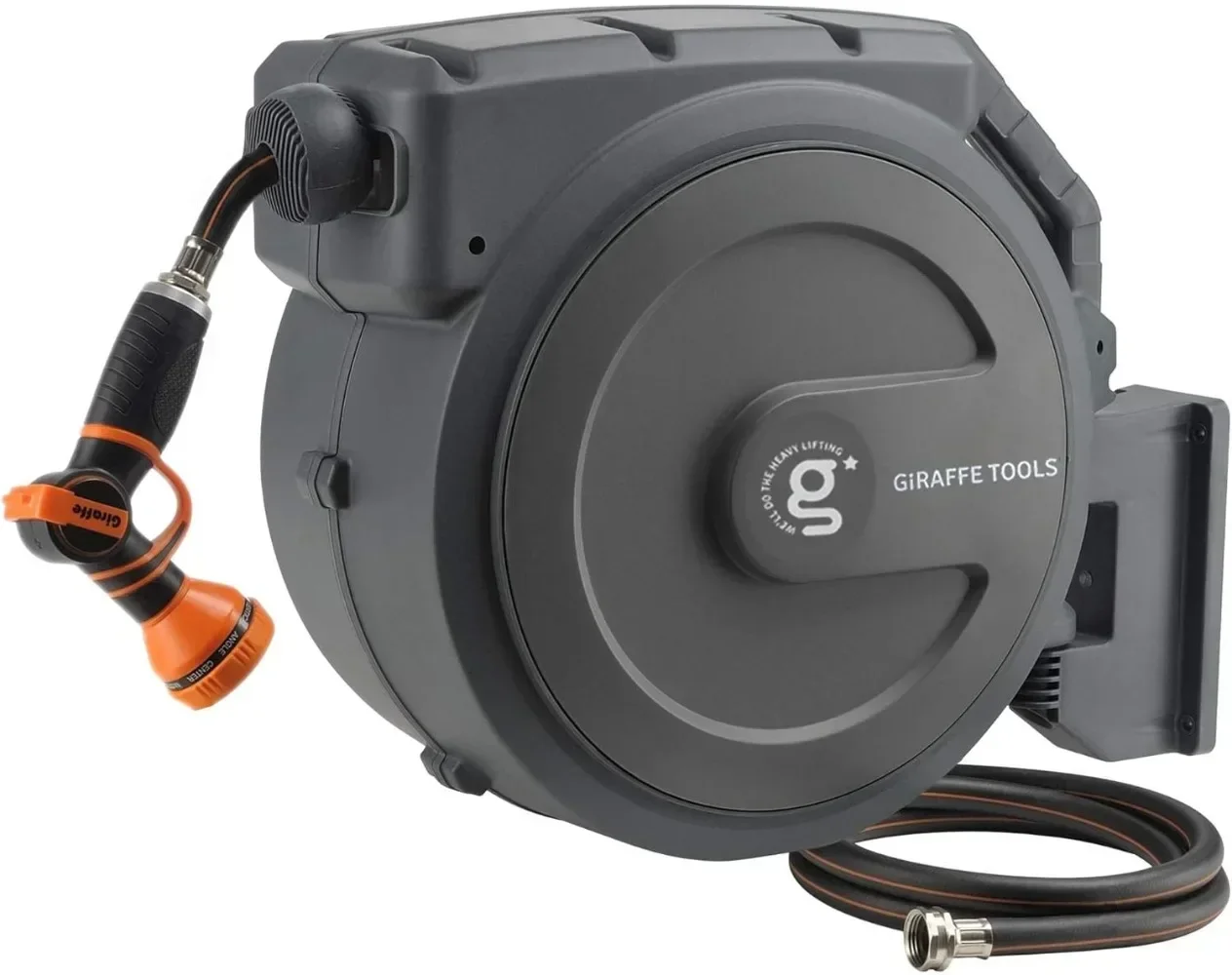 

Retractable Garden Hose Reel 1/2 Inch X 130 Ft Super Heavy Duty, Any Length Lock,Slow Return System,180 Deg Swivel Bracket