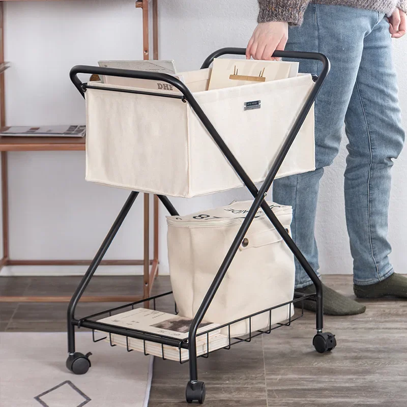

Japanese-style folding storage rack Floor-to-ceiling multi-layer living room storage rack Wheeled wrought iron snack rack Mobile