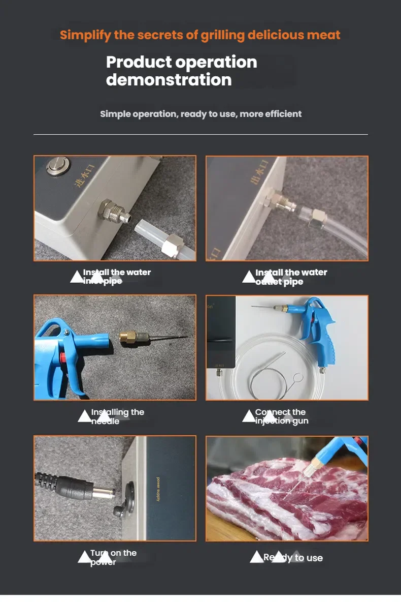 Electric Meat Saline Syringe Pump High Pressure Bacon Pump Gun Electric Injector Meat Processor with 316 Stainless Steel Needle