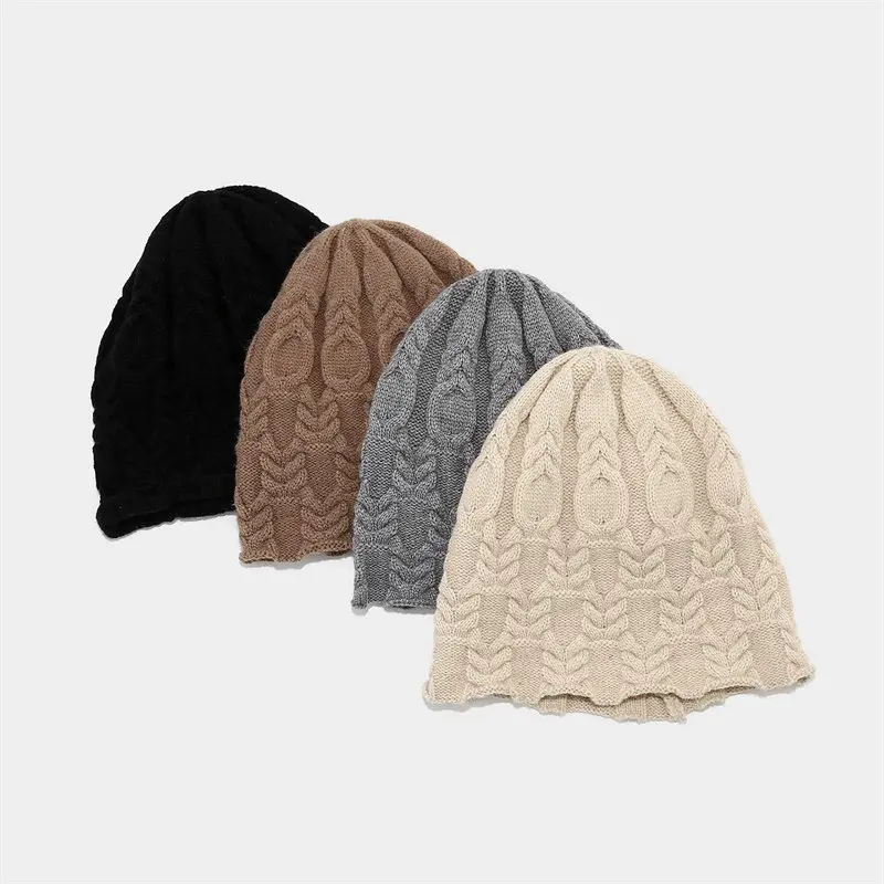 2025 осенне-зимняя хлопковая утепленная вязаная шапка с геометрическим рисунком, теплая шапка Skullies, шапка-бини для девочек и женщин 10