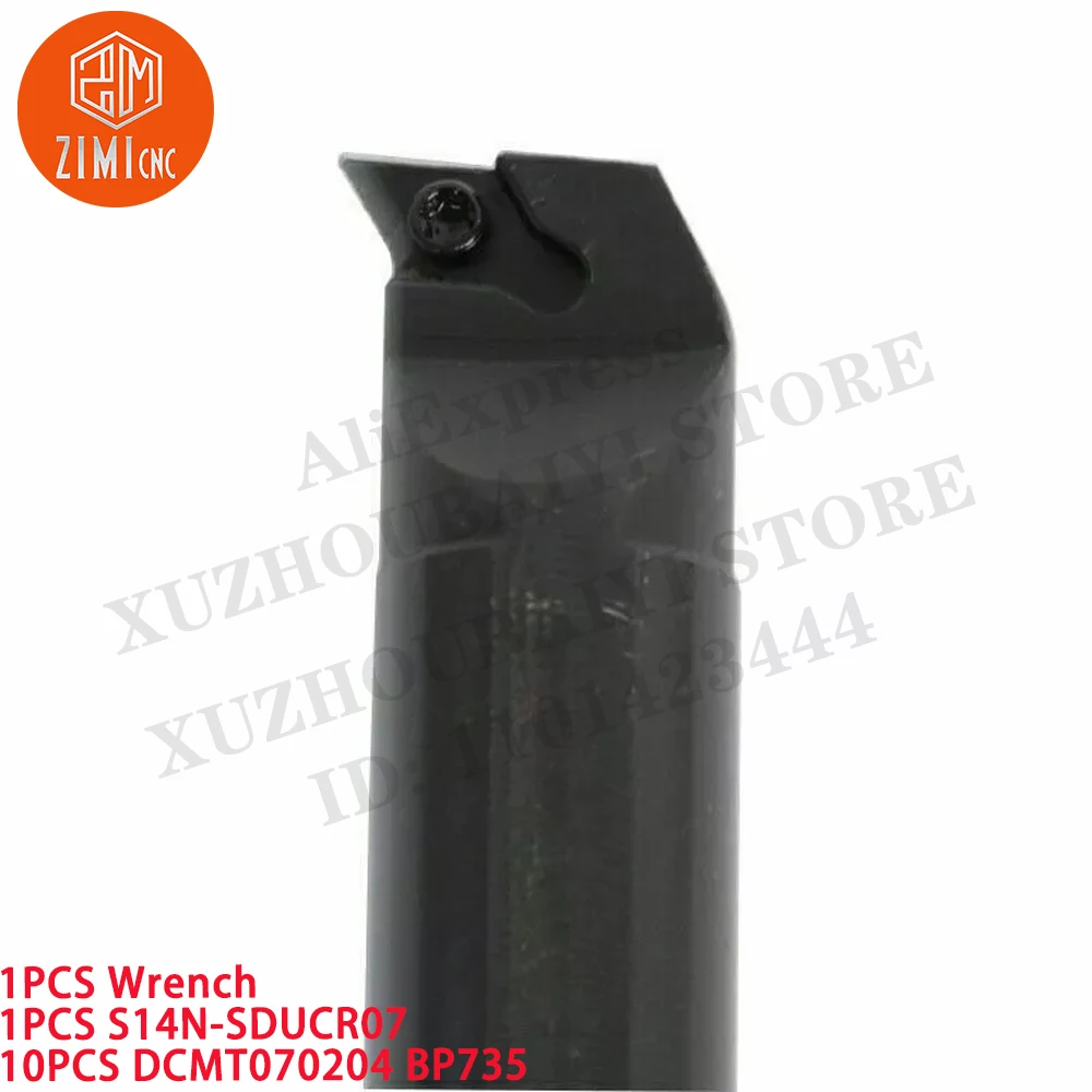 1PCS S14N-SDUCR07 Tour CNC interne Porte-outil de tournage 14 mm + 10 pièces DCMT070204 BP735 Inserts en carbure tour à métaux outils de coupe