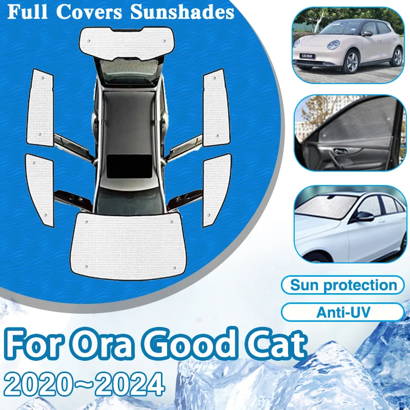 

Car Cover Visor For Ora Good Cat 2020~2024 Funky Cat Windshield Window Anti-UV Sun Protection Sunshades Parasol Auto Accessories