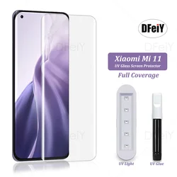 DFeiY UV Glass for Xiaomi Mi 11 Full Coverage UV Screen Protector for Mi 11 Ultra Mi 11 Pro Tempered Glass Film