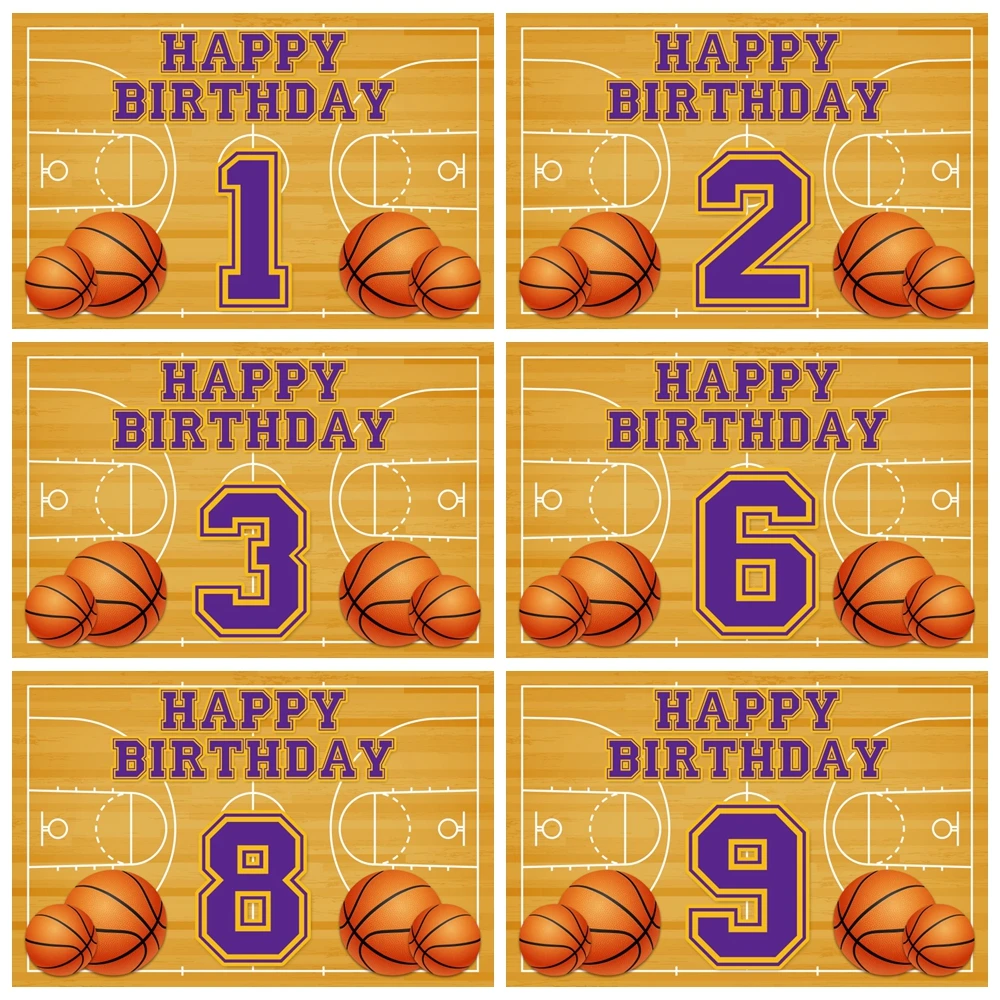 

Happy Birthday Backdrop Basketball Boy Party Customizable Poster Photo Props Photography Background Studio Photoshoot