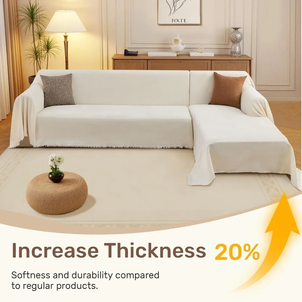 غطاء أريكة على شكل حرف L مناسب للحيوانات الأليفة وقابل للغسل للأرائك المقسمة، وبطانية أريكة مع حماية من الفرو #3