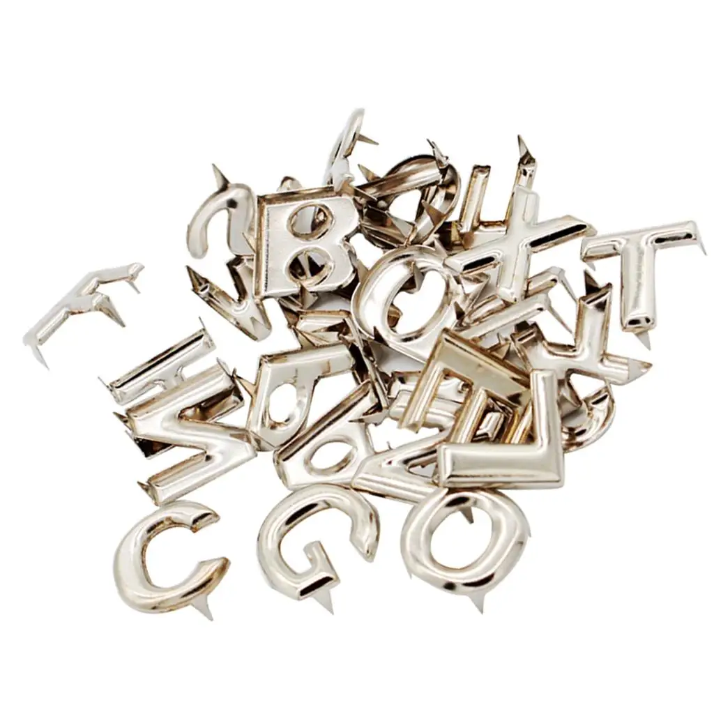 26 Pieces English Alphabet A-Z Metal Rivets Claw Studs Clothes Coat Jacket Shoes Pants Jeans Decoration Leathercraft Accessories