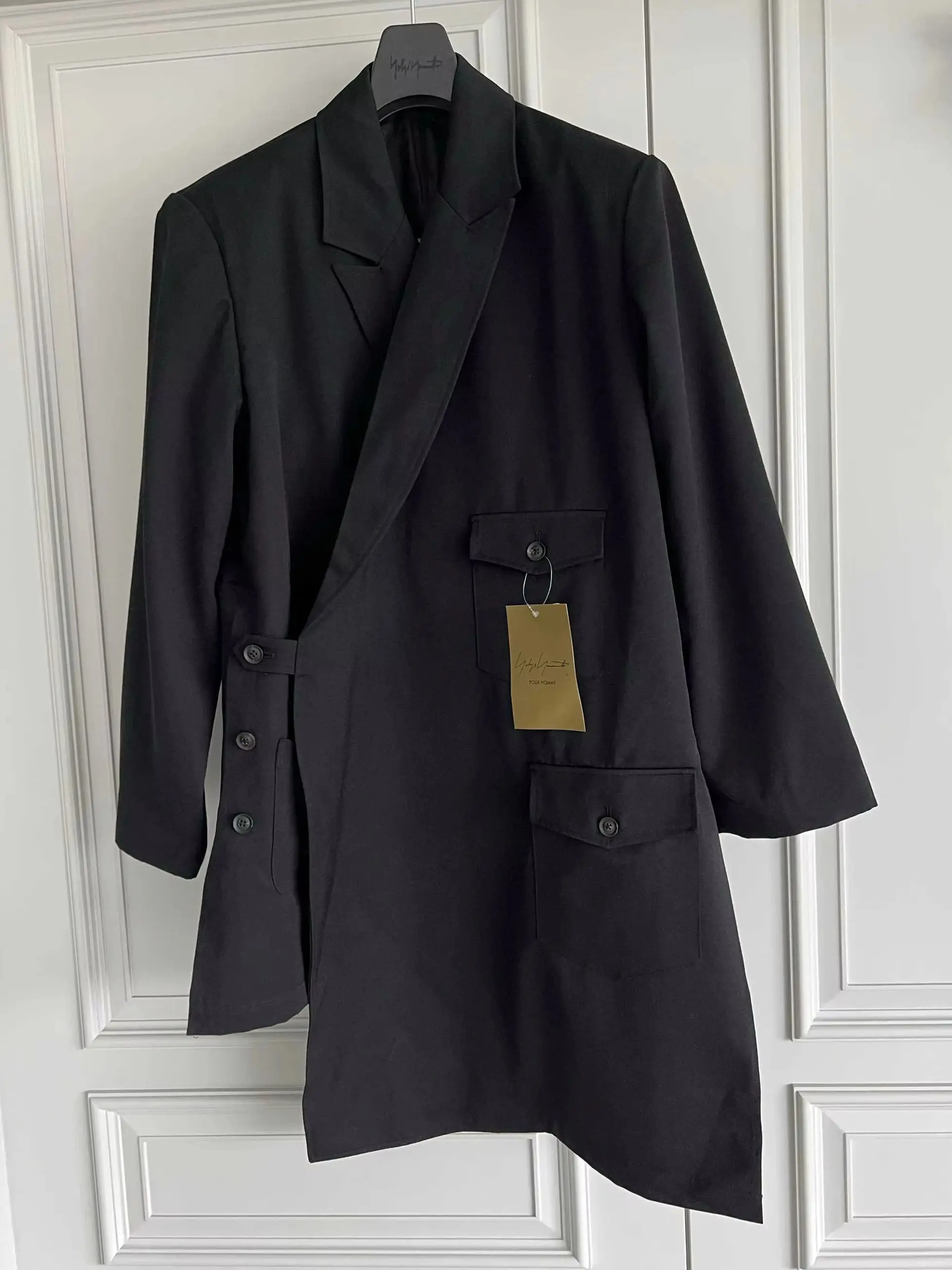 

TOP YAMAMOTO, оригинальный дизайн, пиджаки с асимметричным дизайном и несколькими карманами, повседневное пальто, свободные пиджаки большого размера, пиджаки, топы