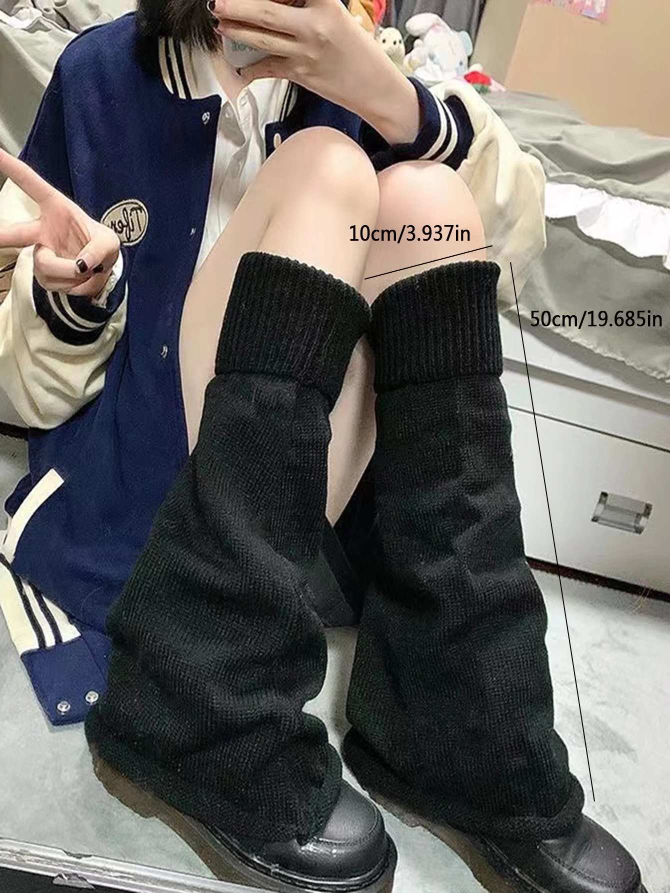 

1 pair of Lolita solid color sock sleeves for autumn and winter warmth JK wide leg stockings, Y2K sock sleeves