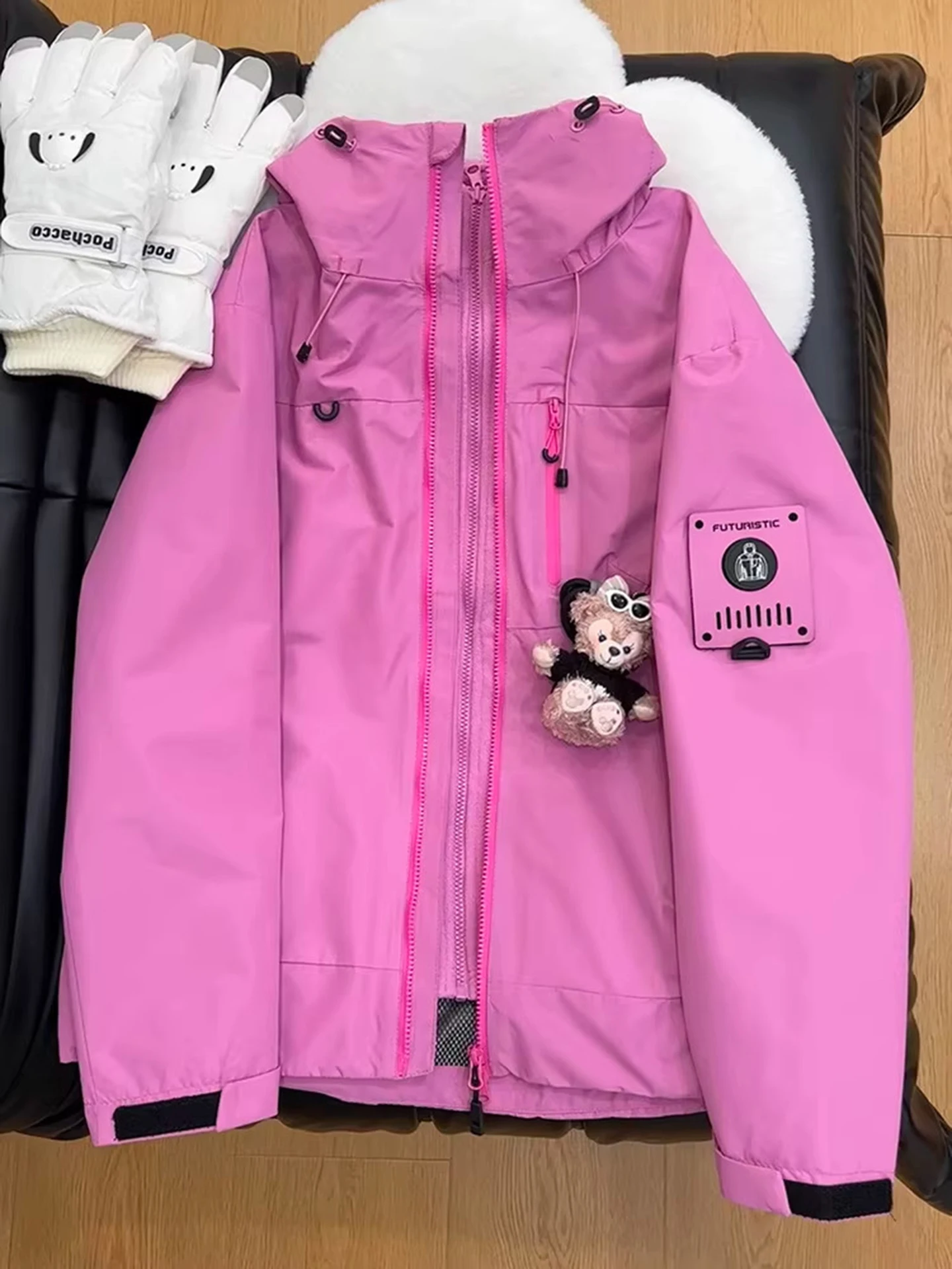 

Утепленная мягкая куртка для сноуборда с капюшоном, женская зимняя теплая куртка-пуховик для катания на лыжах, защита от холода, 3-в-1