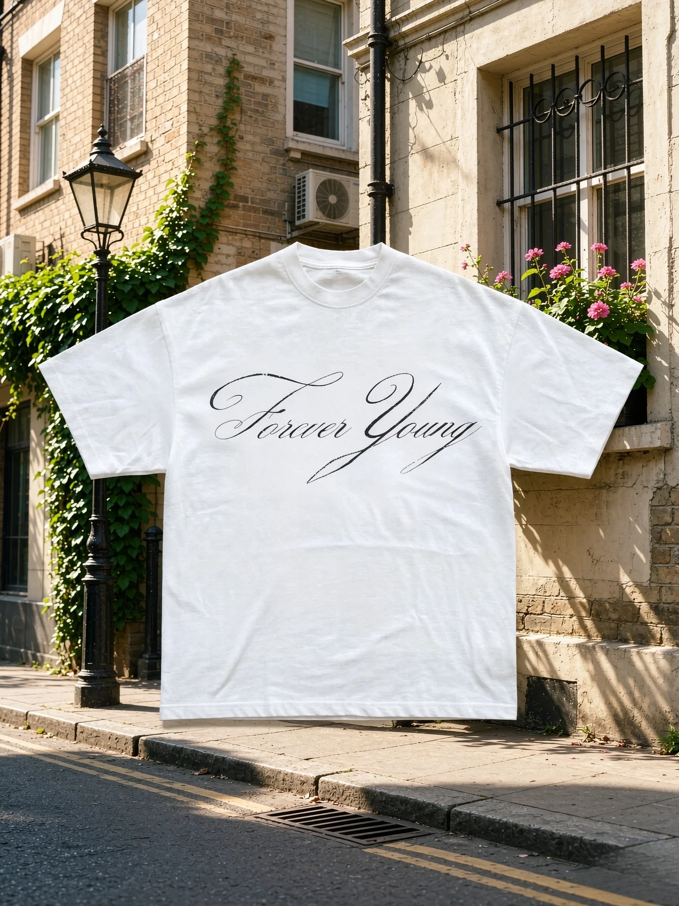 Men's Fashion T-Shirt Forever Young Calligraphic Minimalist Typography Emo Aesthetic Women  Tee Streetwear Casual Short Sleeve