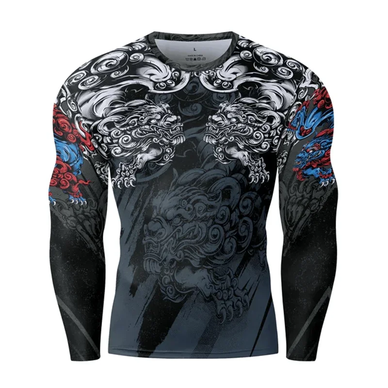 Mens Summer Autumn Casual 3D Print Long Sleeve T Shirt Black O Neck Slim Fit Male Graphics Tees Top Hombre Ropa Fitness Tshirt