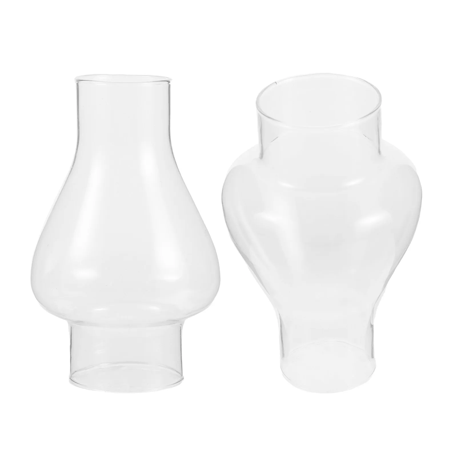2Pcs Clear Glass Oil Lamp Chimney Lamp Shades Vintage Replacement Globes for Reading Emergency and Home Lighting