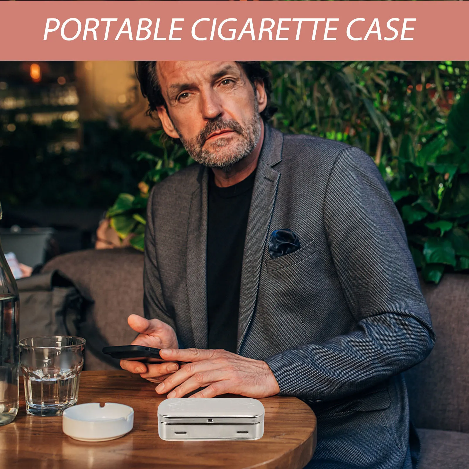 

Storage Case Stainless Steel Portable Scratch-Proof Squeeze-Proof Large Capacity Metal Cigarette Box For Men Cigar Humidor