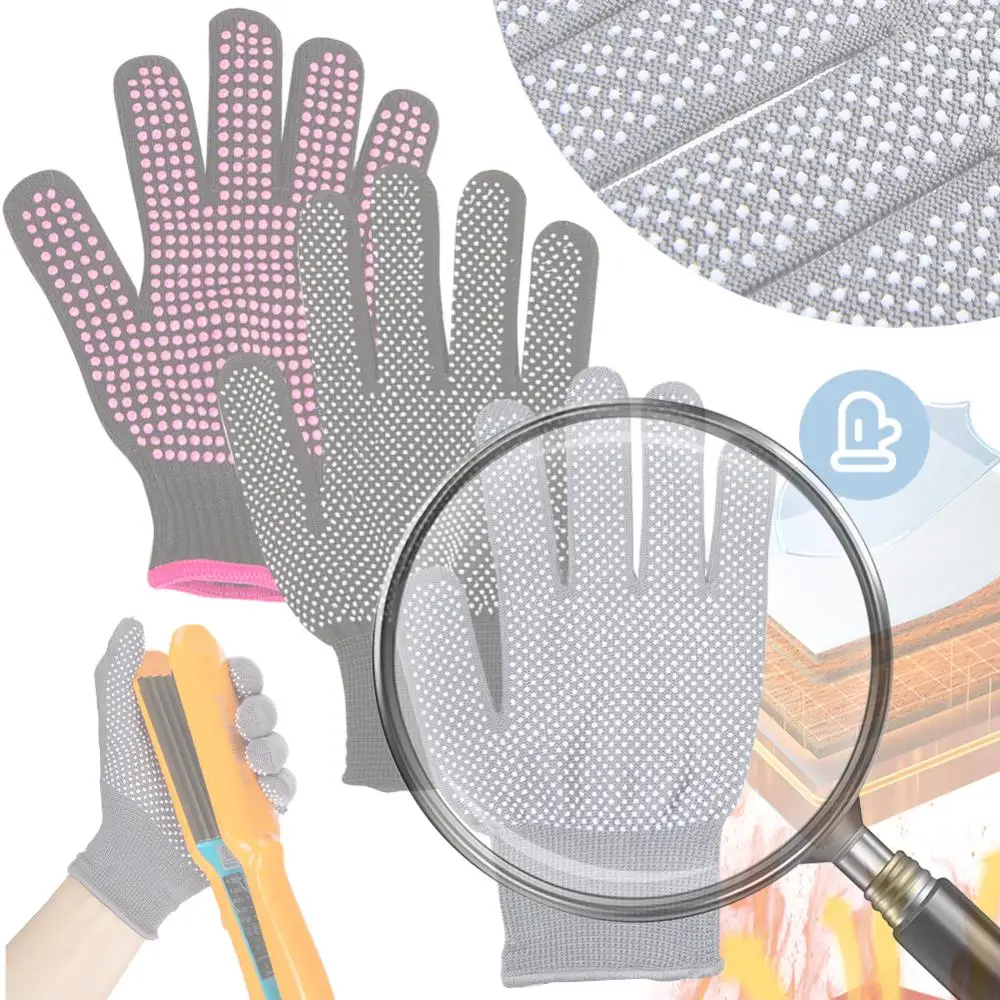 

Термостойкие перчатки для укладки волос с силиконовыми волнистыми вставками, многофункциональные перчатки для термостайлинга, аксессуары для укладки волос