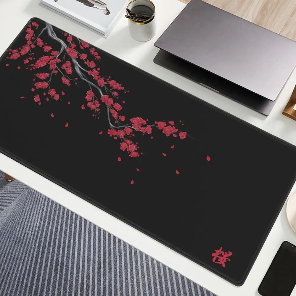 

Japanese Sakura Mouse Pad Gray Laptop Game Desk Mat Black Office Carpet Mousepad Gamer 900x400 Table Cushion Desktop Accessory