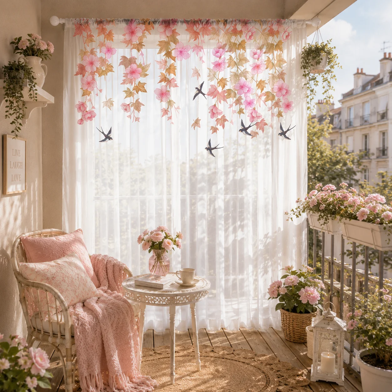 Swallow Gradient Sheer Curtain, Good Quality Light Reducing Privacy Voile for Living/Bedroom/Kids Room,Mother's Day Gift