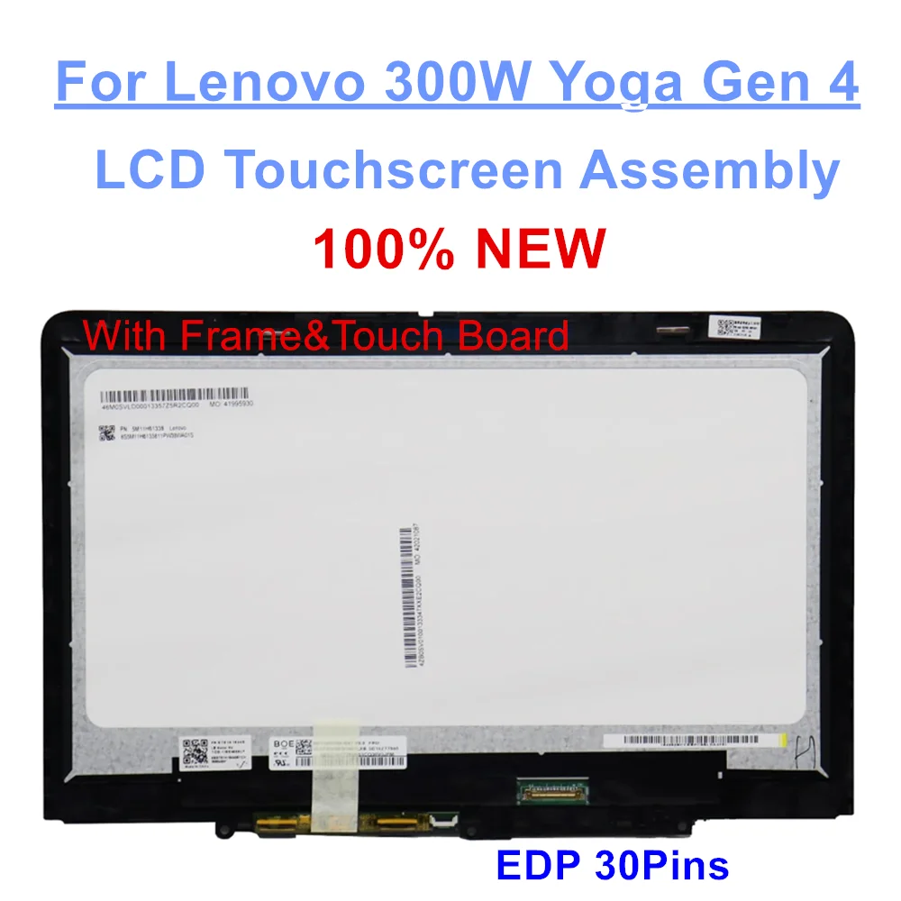 

New 11.6" HD for Lenovo 300W Yoga Gen 4 LCD Touch Screen Assembly w/G-Sensor EMR 5M11H61340