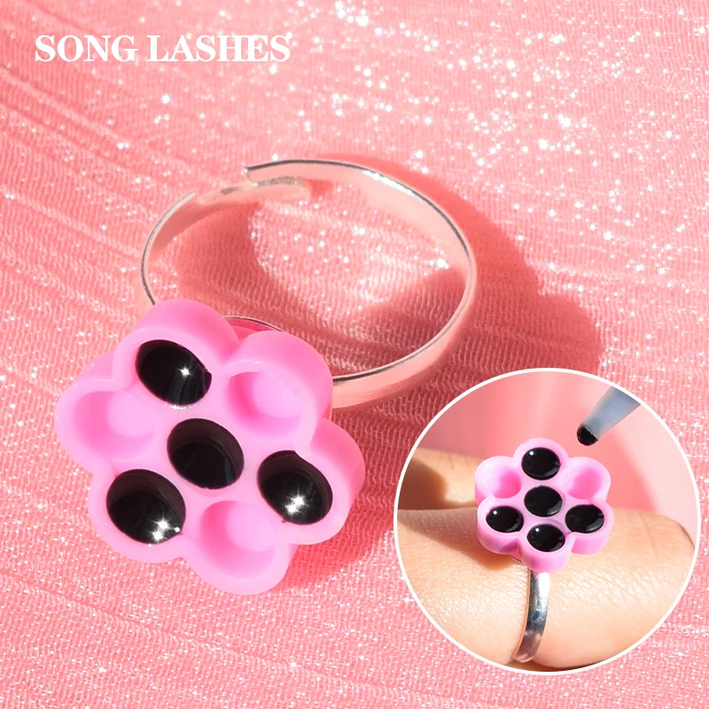 Song Lash Plum Beauty Eyelash Extension Cup Pink Delay Cup Dip Glue Ring Holder Grafting Eyelash Makeup Tool Set Group