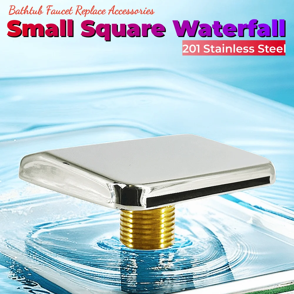 Stainless Steel Small Square Waterfall (wide Side Water)Spout Bathroom Shower Faucet Bathtub Faucet Nozzle Replace Accessories