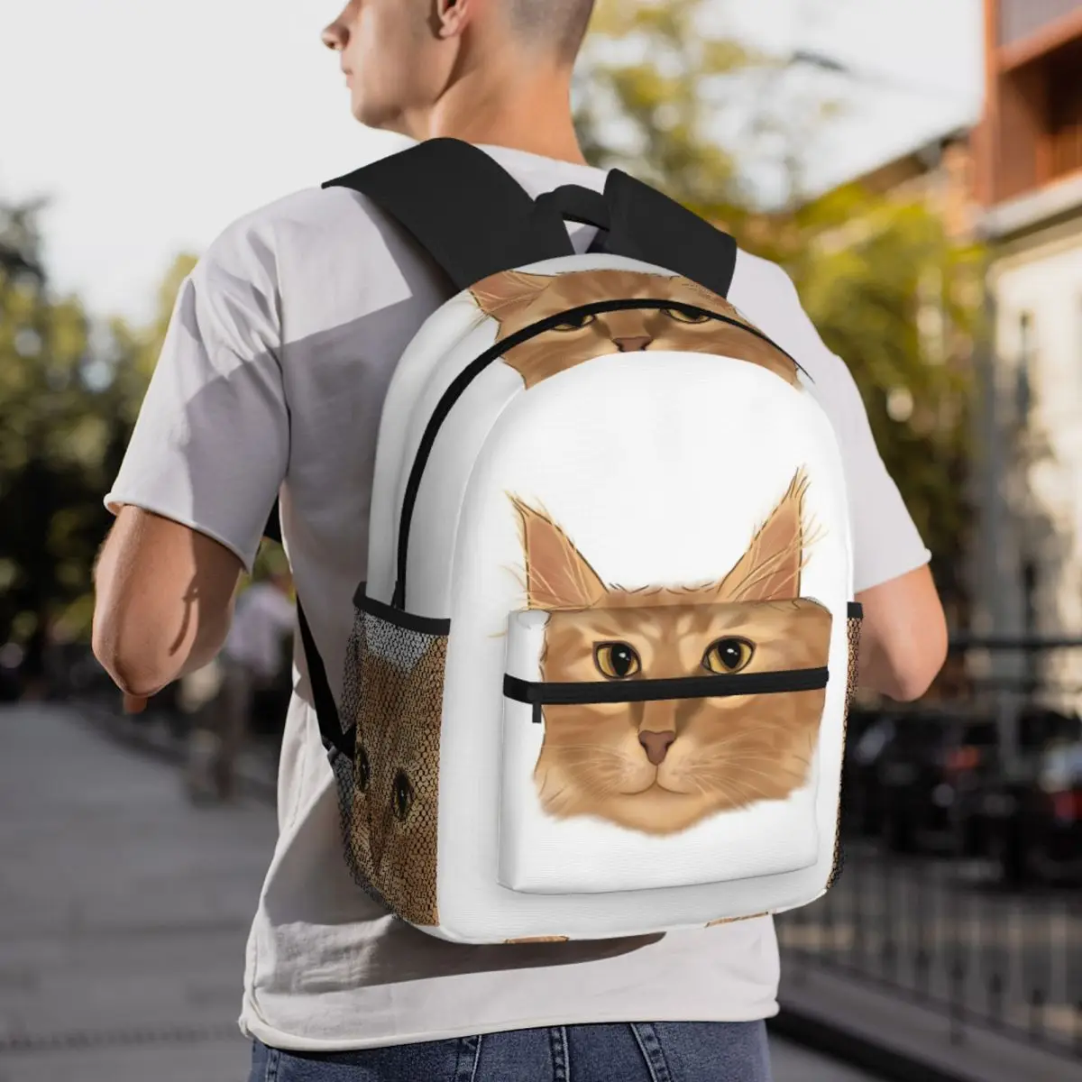 Orange Tabby Cat Portrait Backpack Student BookBag Kids School Bag Computer Shoulder Bags for Boys Girls