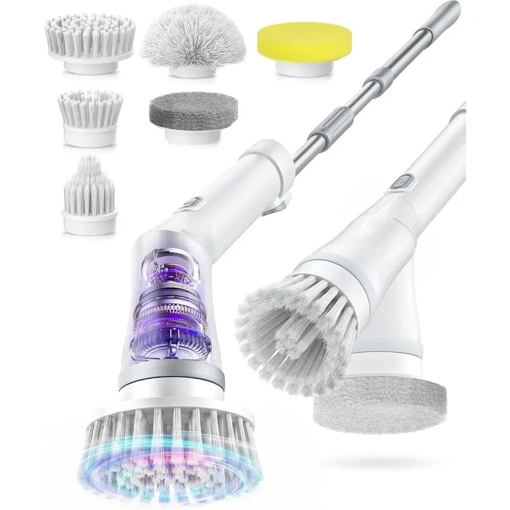 

Electric Spin Scrubber, Cordlloor Scrubber hine with Interchangeable Cleaning Pads, IPX7 Waterproo 2-Speed Cleaning Pads or Bath