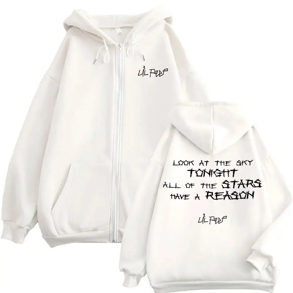 Lil Peep Look At The Sky Tonight All of The Stars Have A Reason Reißverschluss-Hoodie für Männer und Frauen, Hip-Hop-Mode, Pop-Musik-Reißverschlussjacke – Detail 7